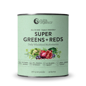 Nutra Organics Super Greens + Reds (Wholefood Multivitamin) Powder 300g (BB 12/2026 - No Refunds)